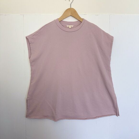 Eileen Fisher Med Hi Crew Neck Long Tunic Light Plum Lagenlook Boxy Made In Peru - Picture 2 of 14